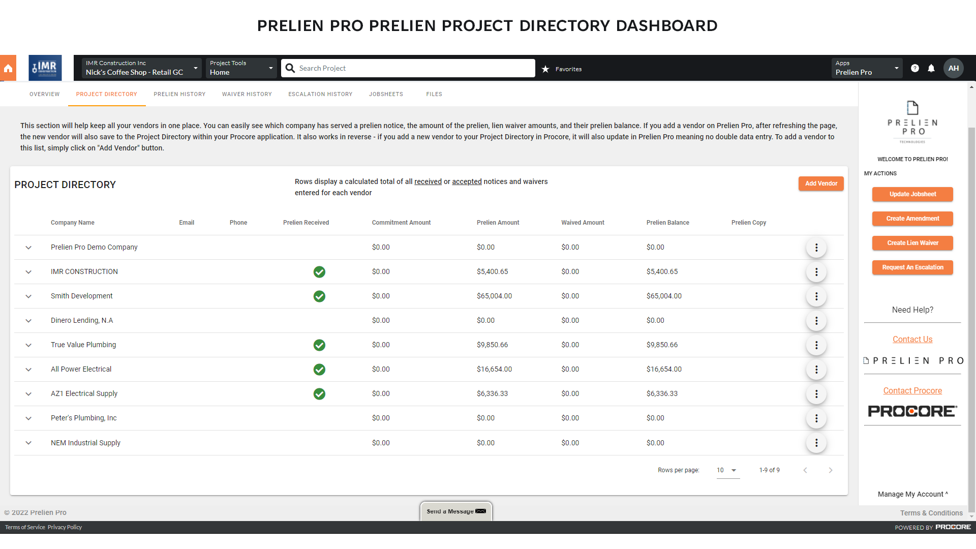 Procore Dashboard